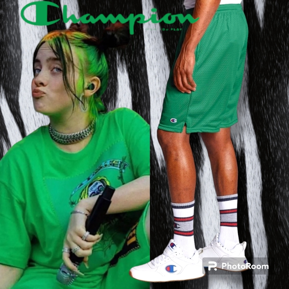 CHAMPION 90s Vintage Billie Eilish KELLY GREEN OG Streetwear Basketball Shorts L